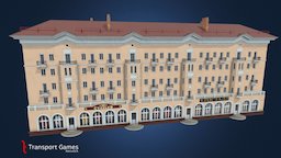 Stalin-era house lowpolly, ussr, ukraine, game-asset, citiesskylines, stalin-era, zaporojie, kozliner, low_poly, architecture, low-poly, gameasset, cities-skylines