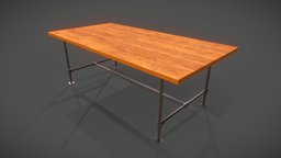Workshop table industrial cafe, archviz, coffee, work, lounge, diy, furniture, table, family, indonesia, holidays, minimalist, coworking, gratis, 2020, dining-table, 3dsmax, gameart, design, wood, free, workshop, interior, industrial