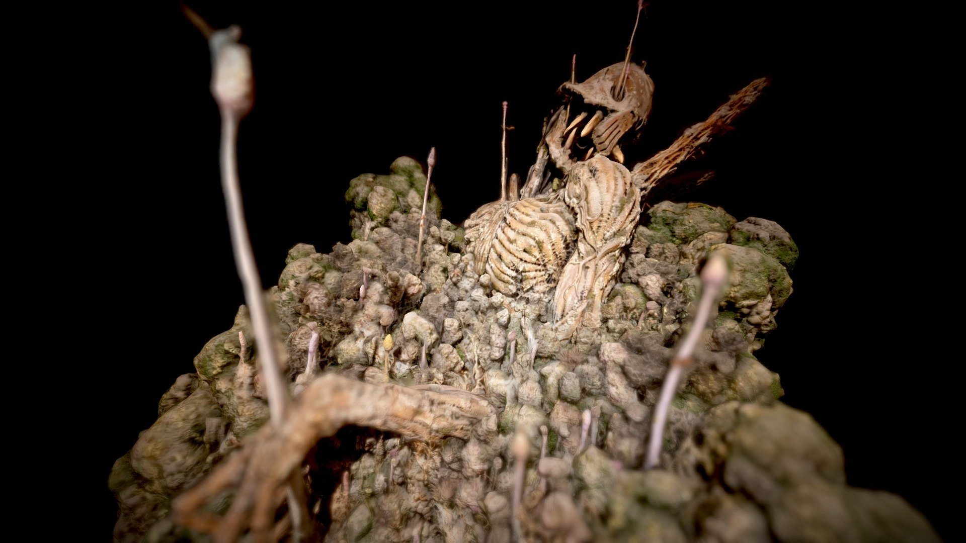 3D Scan of the Giant Warrior diorama from the movie 
Nausicaä of the Valley of the Wind.  Scanned at the Animage Exhibition in Fukuoka, Japan. (https://www.animage-ghibli-f.com/)

About 50 Pictures taken with my Samsung Note 9 Phone.
Processed in Agisoft Metashape.
Cleaned in Meshlab 3d model