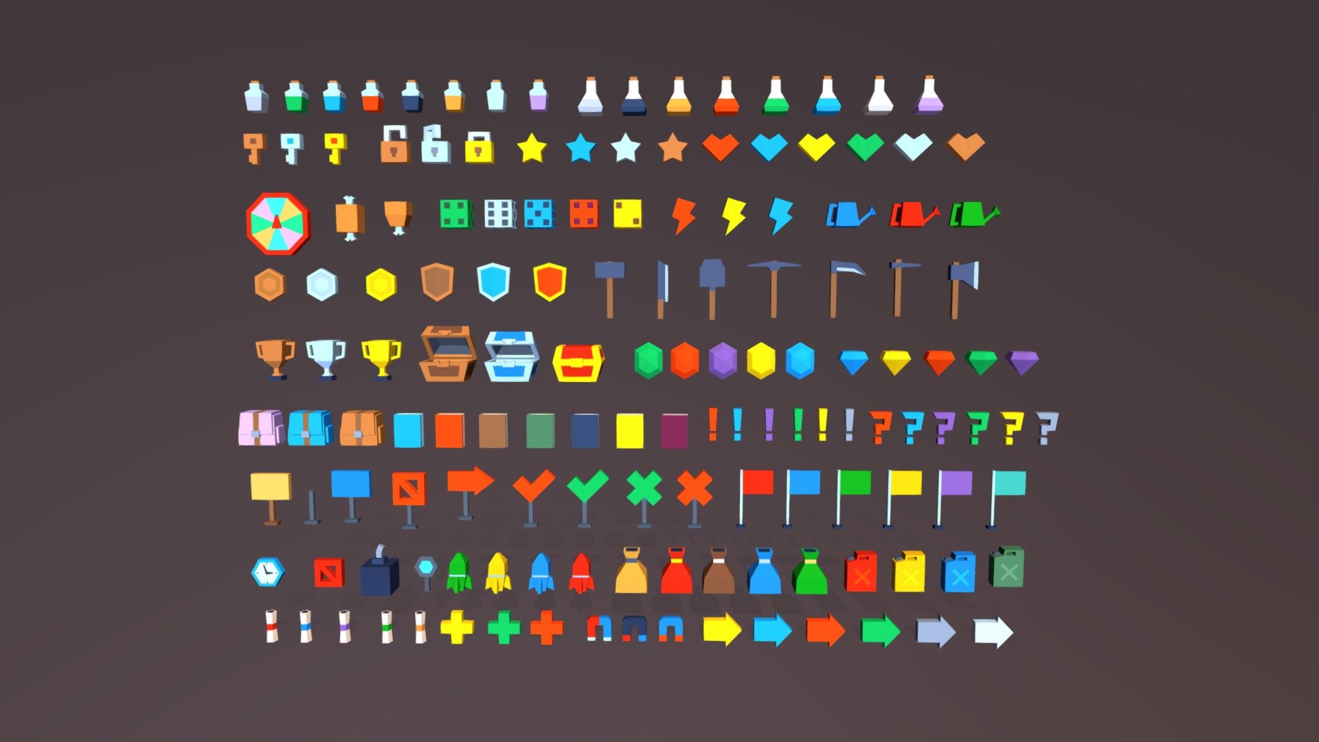 146 items, low surface number, all-purpose one material, saving performance suitable for mobile terminals.
Assets  : x146 FBX 
Diffuse : 1024 x 1024
Tris    : 50
unity：1 - Polygon_Prop(Game) - Buy Royalty Free 3D model by shinvemo 3d model