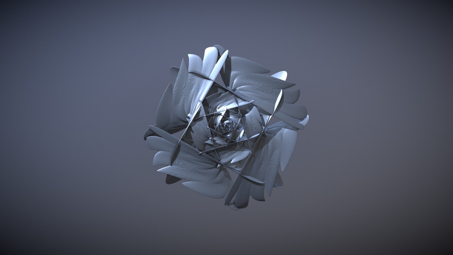 “Falling Angels (Light)” is a wall art piece based on an IFS fractal variation with 5 levels of depth 3d model