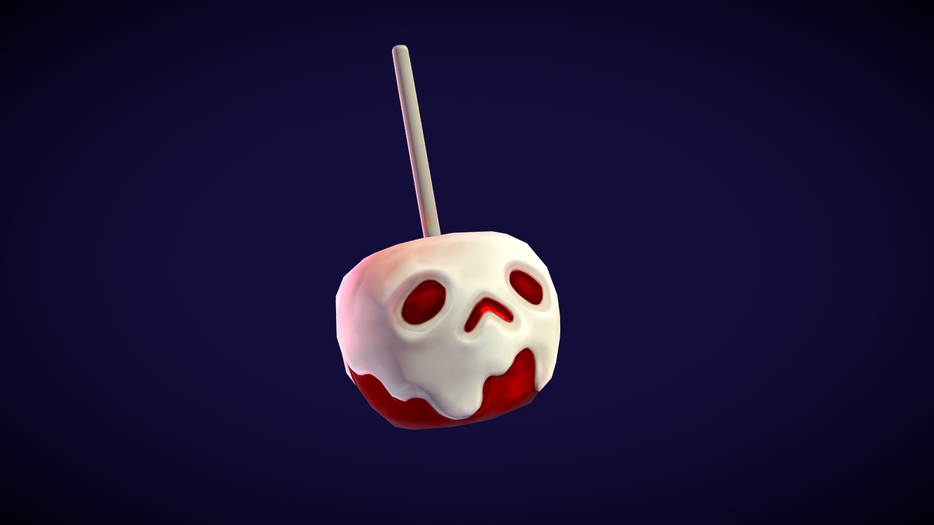 A spooky little treat for Halloween! I recently got my hands on ZBrush and wanted something small to play around with, and the caramel apples from Disneyland were a very good source of practice! - Candy Apple - 3D model by Nicole "CmdrSpaceCat" Rusk (@cmdrspacecat) 3d model