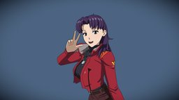 Misato Katsuragi💕 evangelion, animegirl, low-poly-model, katsuragi, handpainted, girl, stylized, anime, misato
