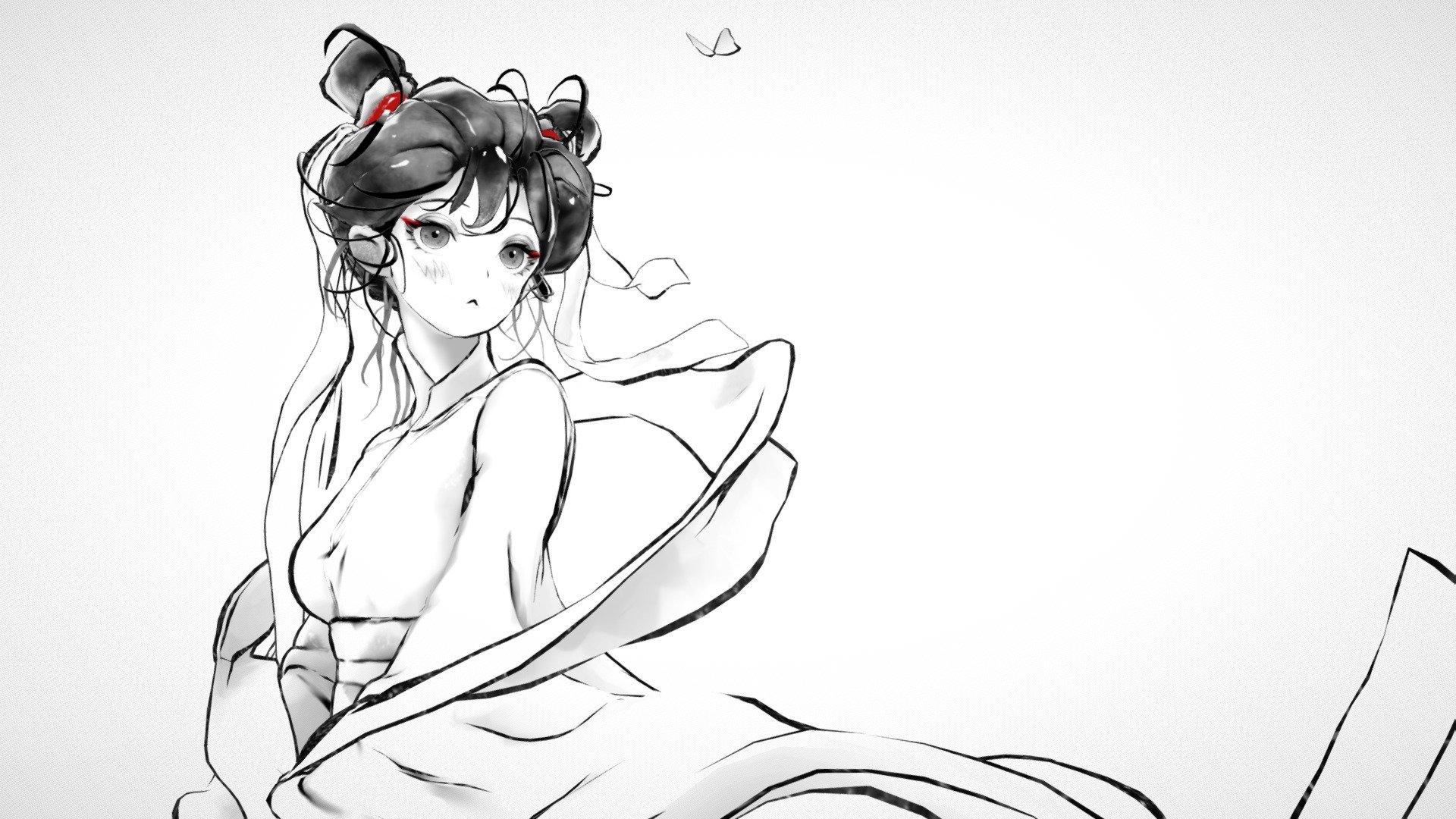 The  desigin of the girl character is based on the illustration drawn by  @菠菜该画画了 in Weibo 
https://weibo.com/6351682408/M1U8TalFD - Ink Wash Painting Girl - 3D model by KaShiIn 3d model