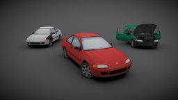 1994 Honda Civic EX ex, honda, coupe, civic, 1994, hondacivic, vehicle, lowpoly, car