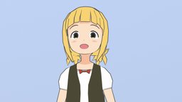 Sacchan mitsuboshi-colors, low-poly, blender, anime