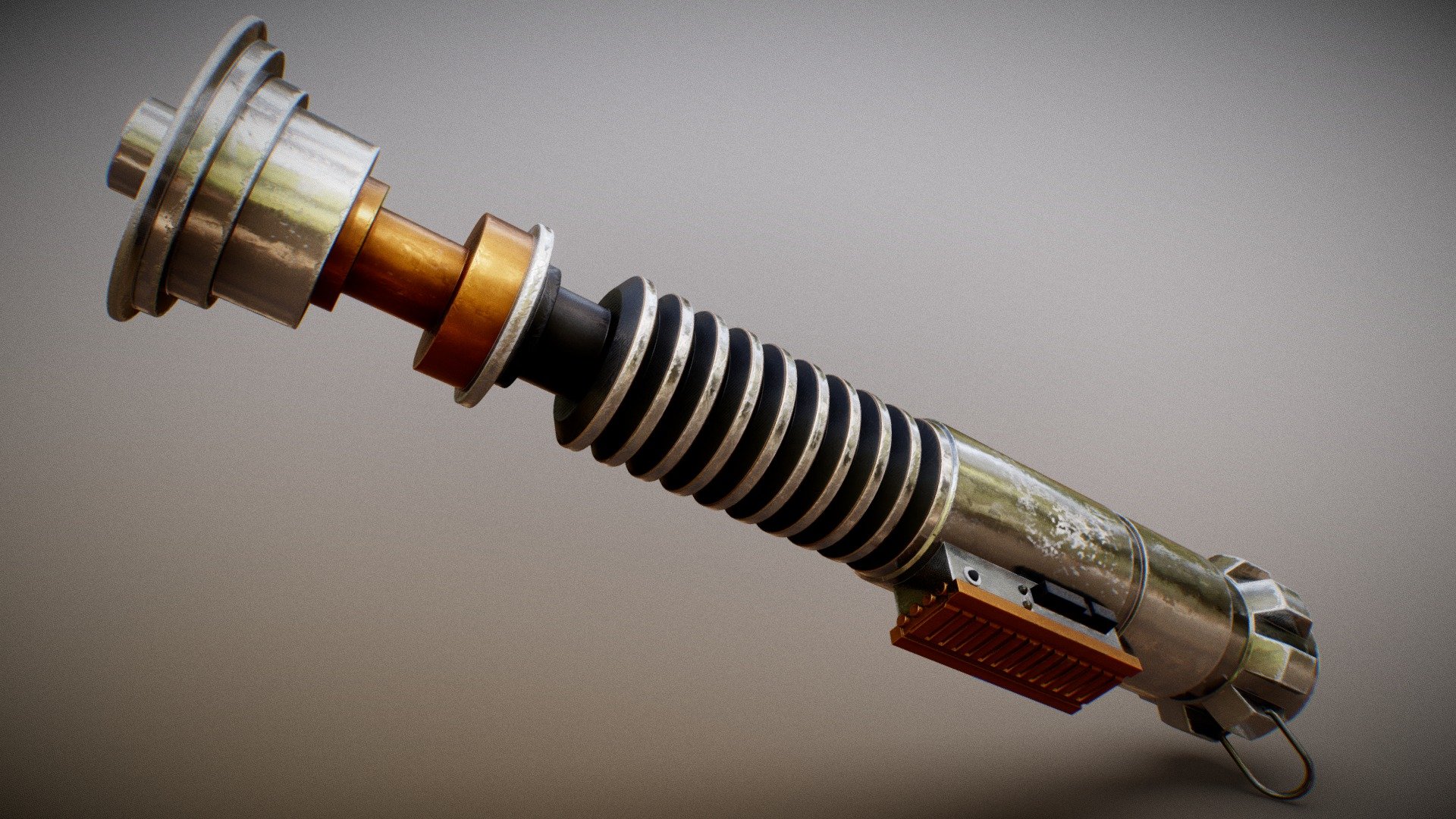 Happy star wars day, and May the 4th be with you!

Inspired by Adam Savage's Tested video on making lukes saber hilt, I started working on a lightsaber animation. With today being the day it is, it seemed fiting to release the key prop :D

Mostly built and animated (check youtube soon-ish) while waiting for remote Mandolorian watch-parties to start.
The dimmensions and details are accurate to most of the real props used. They used a lot of very different props, from painted rubber tubes to complex close up models, so I took the best references for the details I could get for each detail. The animation is set mid-battle and post-ROTJ so it has a bit more wear and damage.

Modelled in Blender, and textured in Substance Painter 3d model