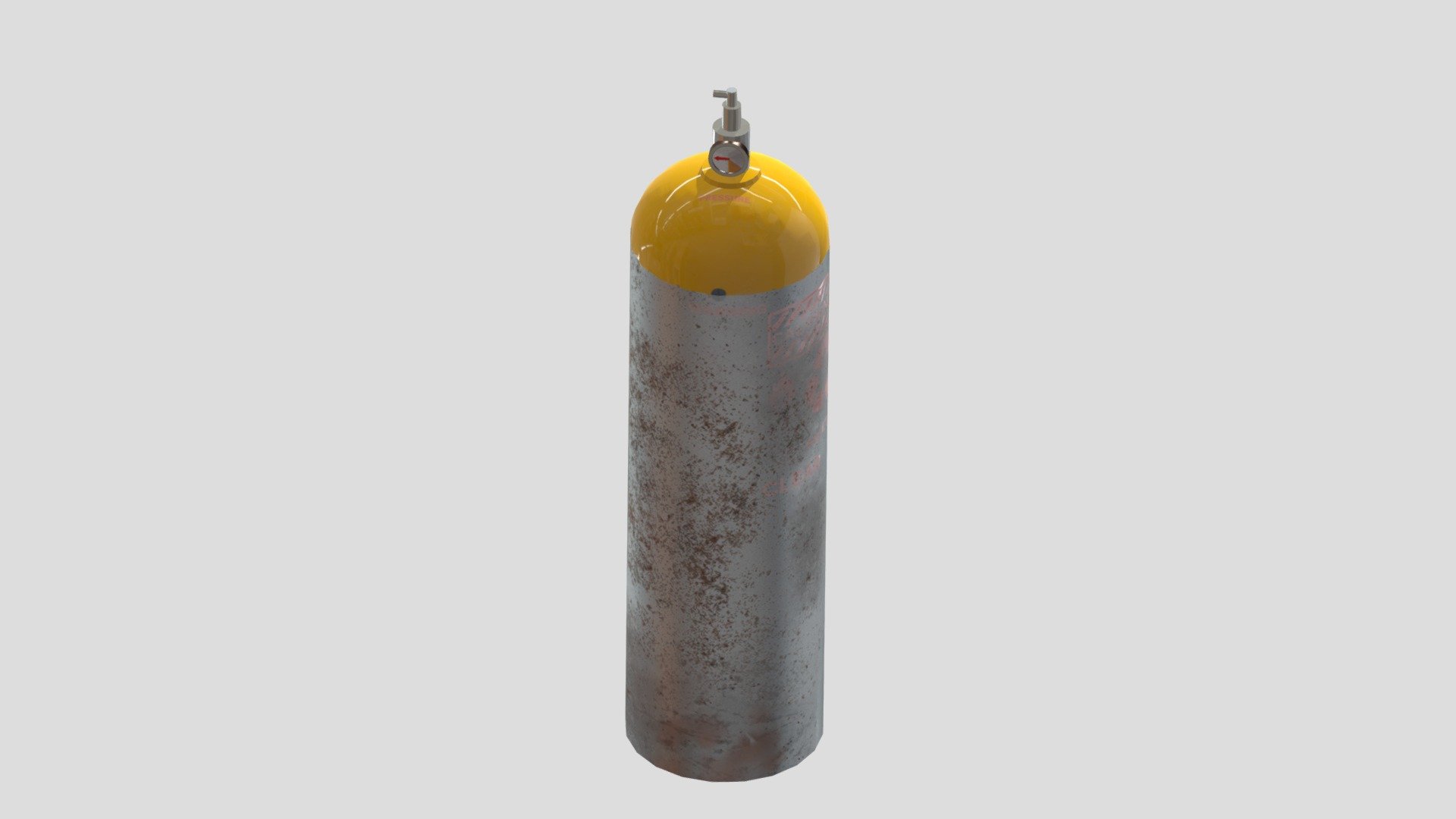 This realistic 3D model was created to be used in an underwater setting, its bright yellow helps stand out against ocean tones, and its metallic finish reflects light and creates a layer of depth.

This model was made in Maya and textured in Substance Painter with partly custom-made brushes. Small fine details were added to this piece such as warning labels and stickers on the side of the tank, this low poly model runs smoothly in games and adds realism to its surrounding environment 3d model