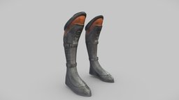 Sci-fi Boots robocop, robotic, droid, guard, superhero, shoes, boots, combat, metal, pbr, low, poly, sci-fi, female, male
