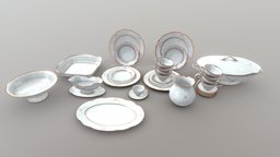 Tableware plate, pack, furniture, props, realistic, kitchen, game-ready, tableware, kitchenware, game-asset, crockery, furniture-home