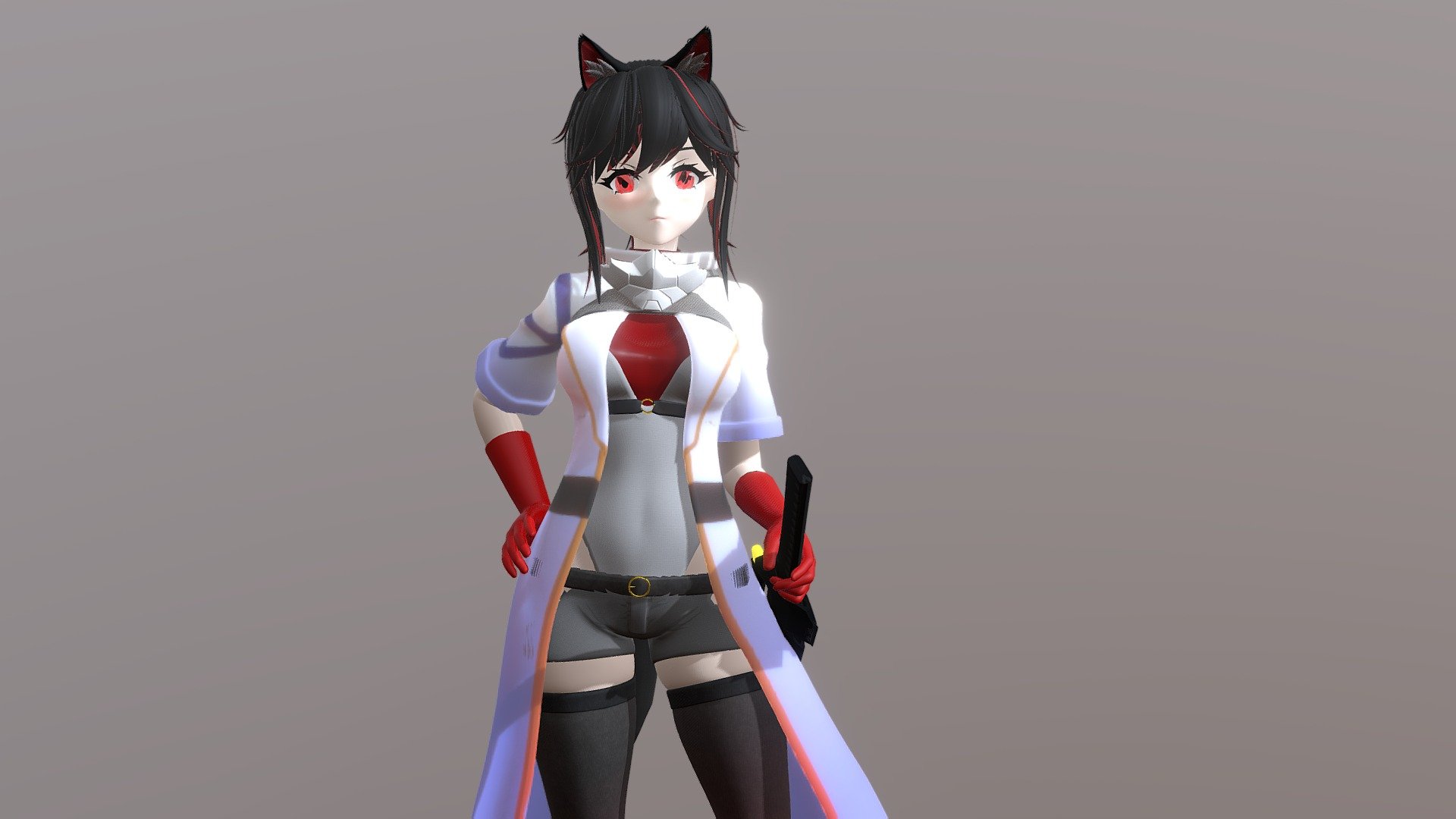 Rhodes bakery of honey biscuit fan art animation character modeling. Character designed by 

罗德岛蜜饼工坊仿写活动，《雾锁迷乡》异格干员：烬德克萨斯。

modeler建模: 南宫溯（XDeemo） - [Arknights]Ash-Texas Designed by RBHB (罗德岛蜜饼工坊) - 3D model by XDeemo 3d model