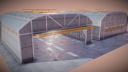 Hangar storage, airplane, exterior, garage, warehouse, urban, airport, aircraft, hangar, large, plane, building, interior, industrial, noai
