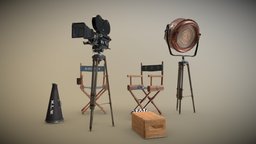 Vintage Movie Camera & Set Scene substancepainter, substance
