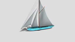 Sail Boat Low-poly PBR sailboat, sailing-ship, ship, boat