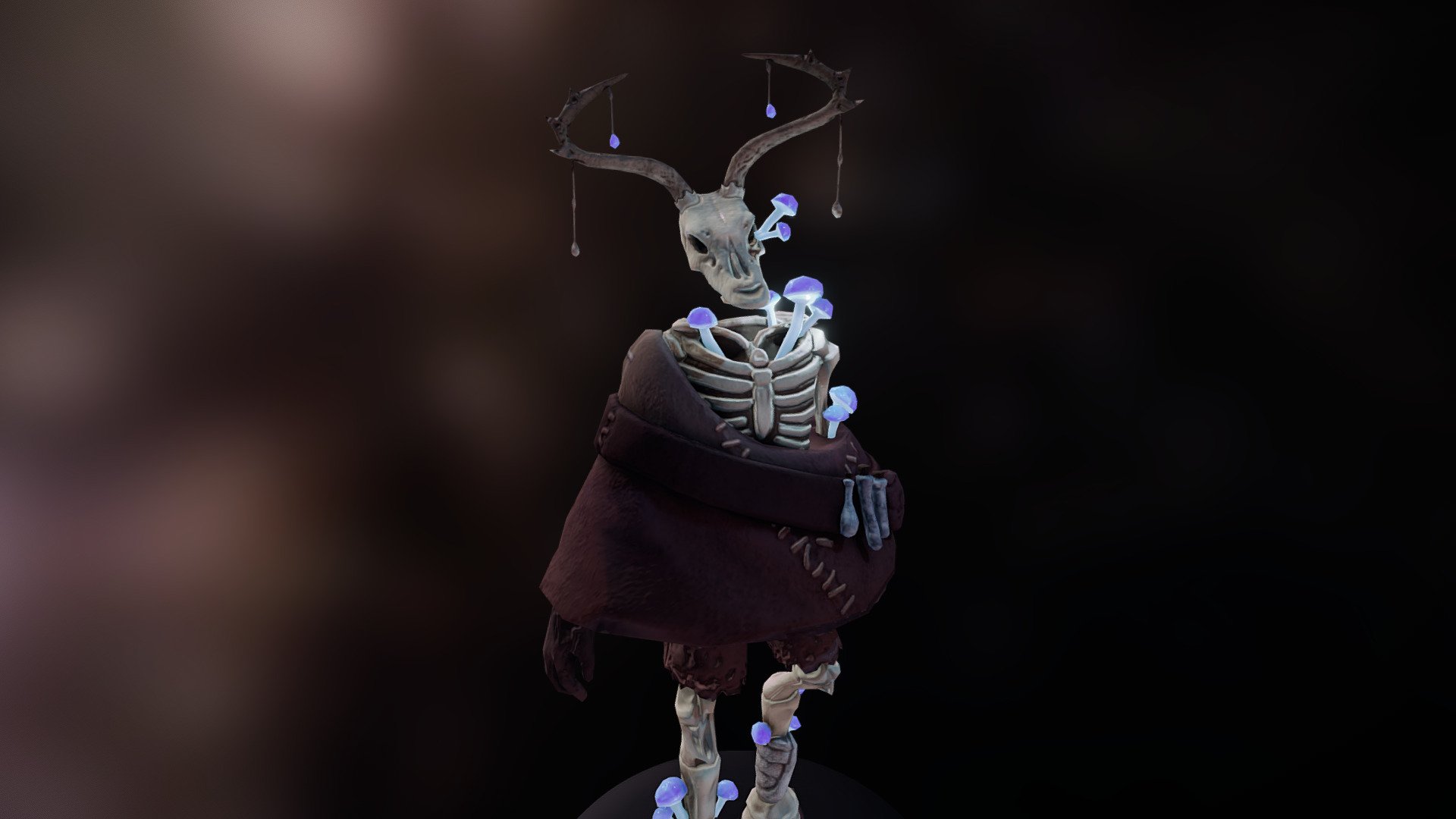 final pose of the skeleton I modeled and textured for my character basic art course at the HEAJ. Base skeleton made via mixamo, sculpted in Zbrush, retopo made in 3d coat and skinning done in Autodesk Maya 3d model