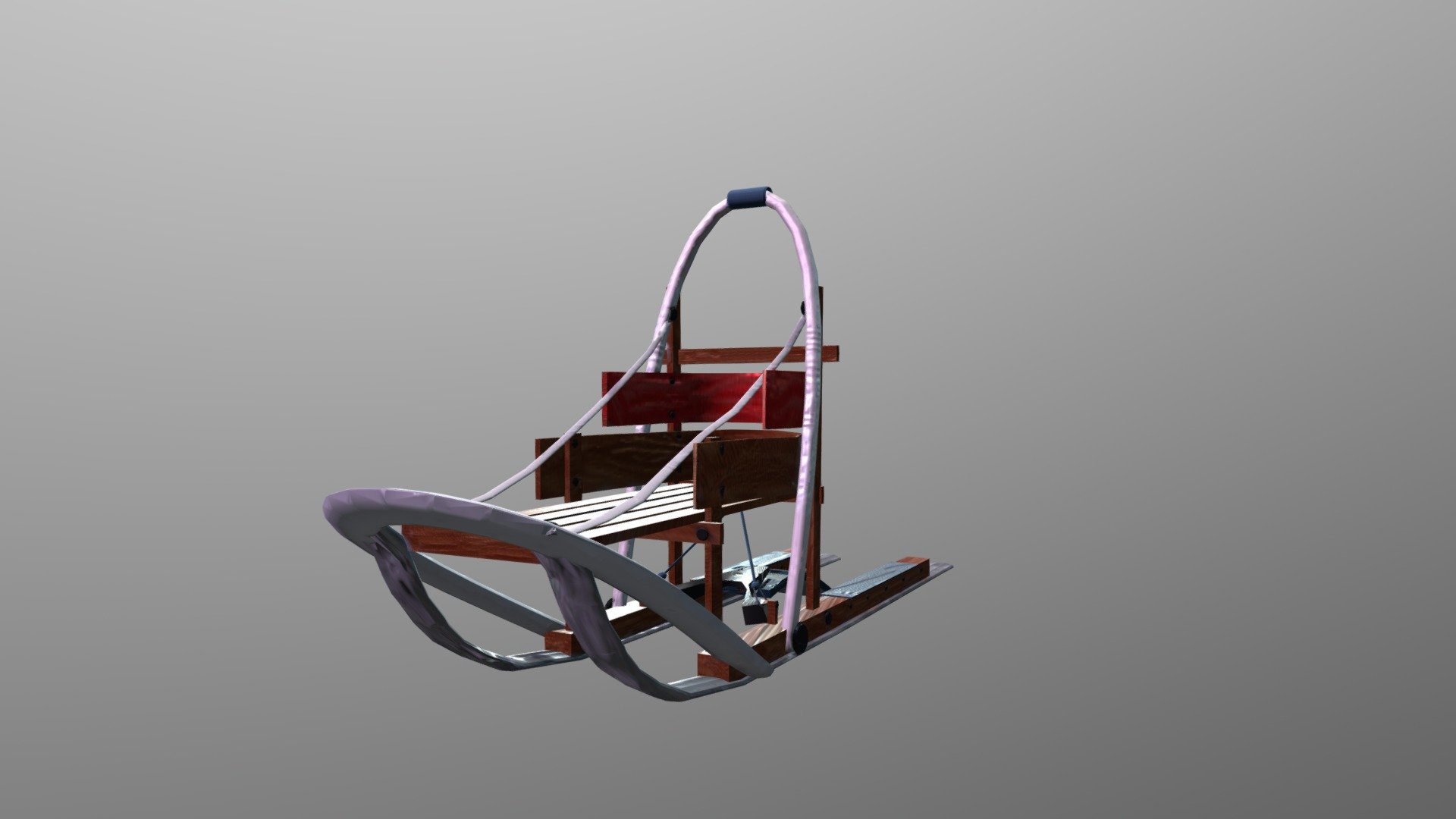 Modernized dog sled complete with brake and metal skis. Given a worn look for authenticity. A Board had to be replaced and it doesn't match the original wood 3d model