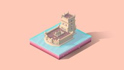 Cartoon Lowpoly Belém Tower tower, world, cathedral, toon, set, monument, landmark, travel, sight, map, cd4, europe, illustration, bellus3d, antonmoek, cartoon, art, cinema4d, history, polyginia