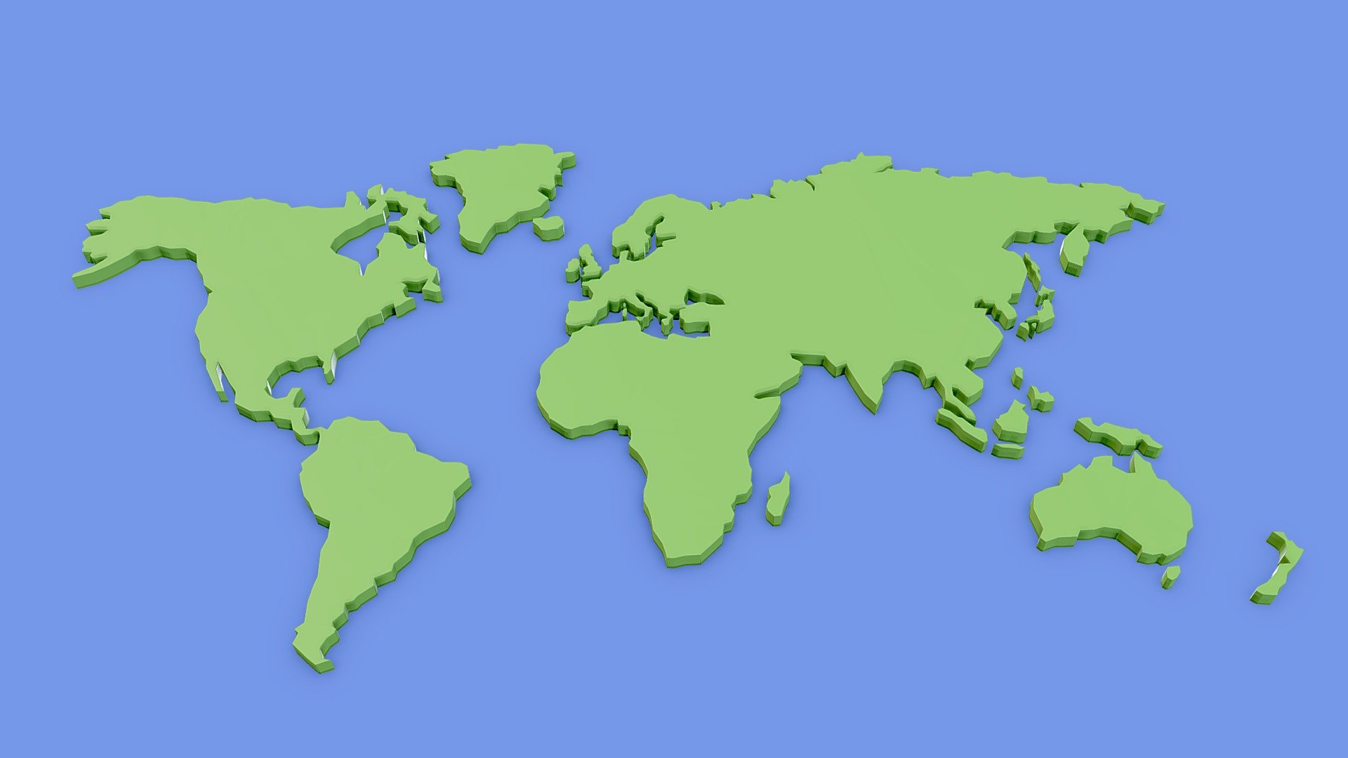 A fairly low poly world map ready to be used in any project.  The model doesn't include and textures 3d model