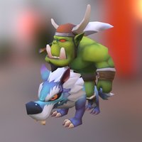 Cartoon Orc Wolf Riding orc, cartoon, wolf