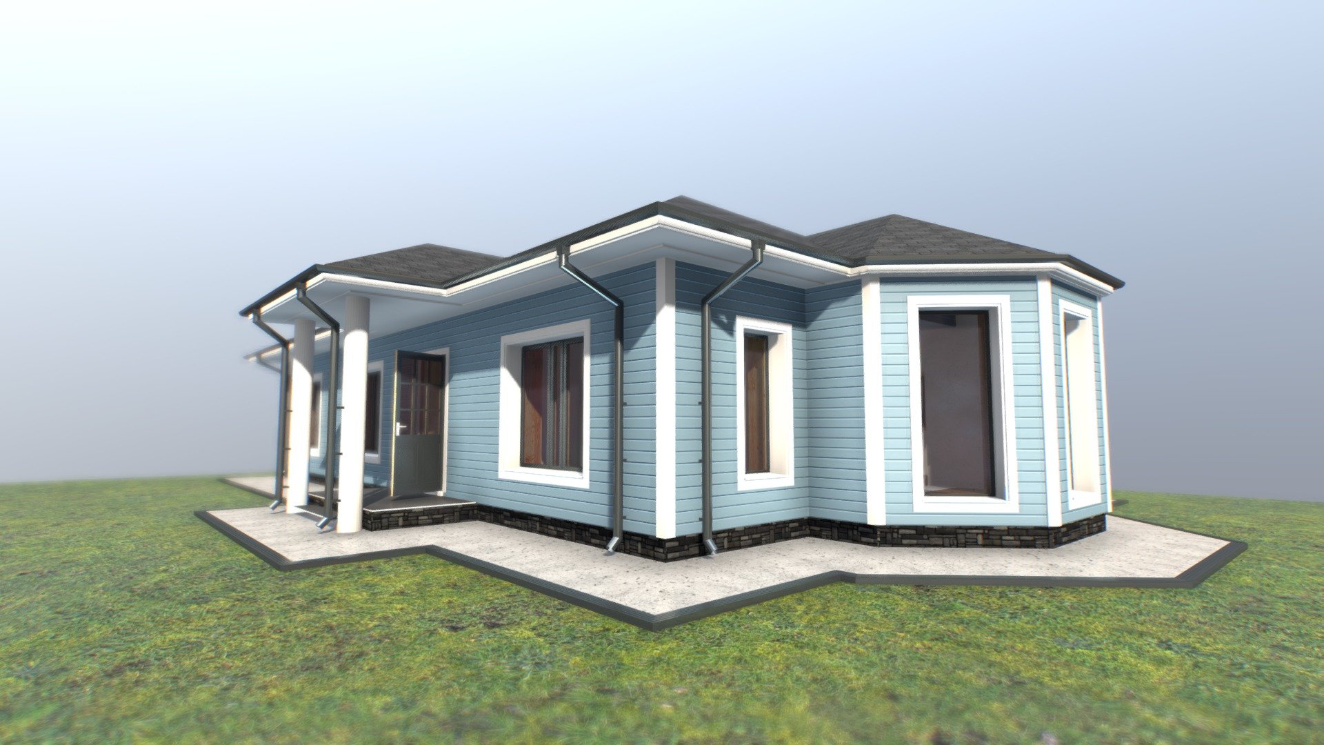 1 floor residential house - Project PR03_02_2020 - 1 floor residential house - Project PR03_02_2020 - Buy Royalty Free 3D model by VRA (@architect47) 3d model