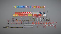 Game_Ready_Road_Props urban, road, props, road-sign, traffic-sign, low-poly, 3d, blender, blender3d