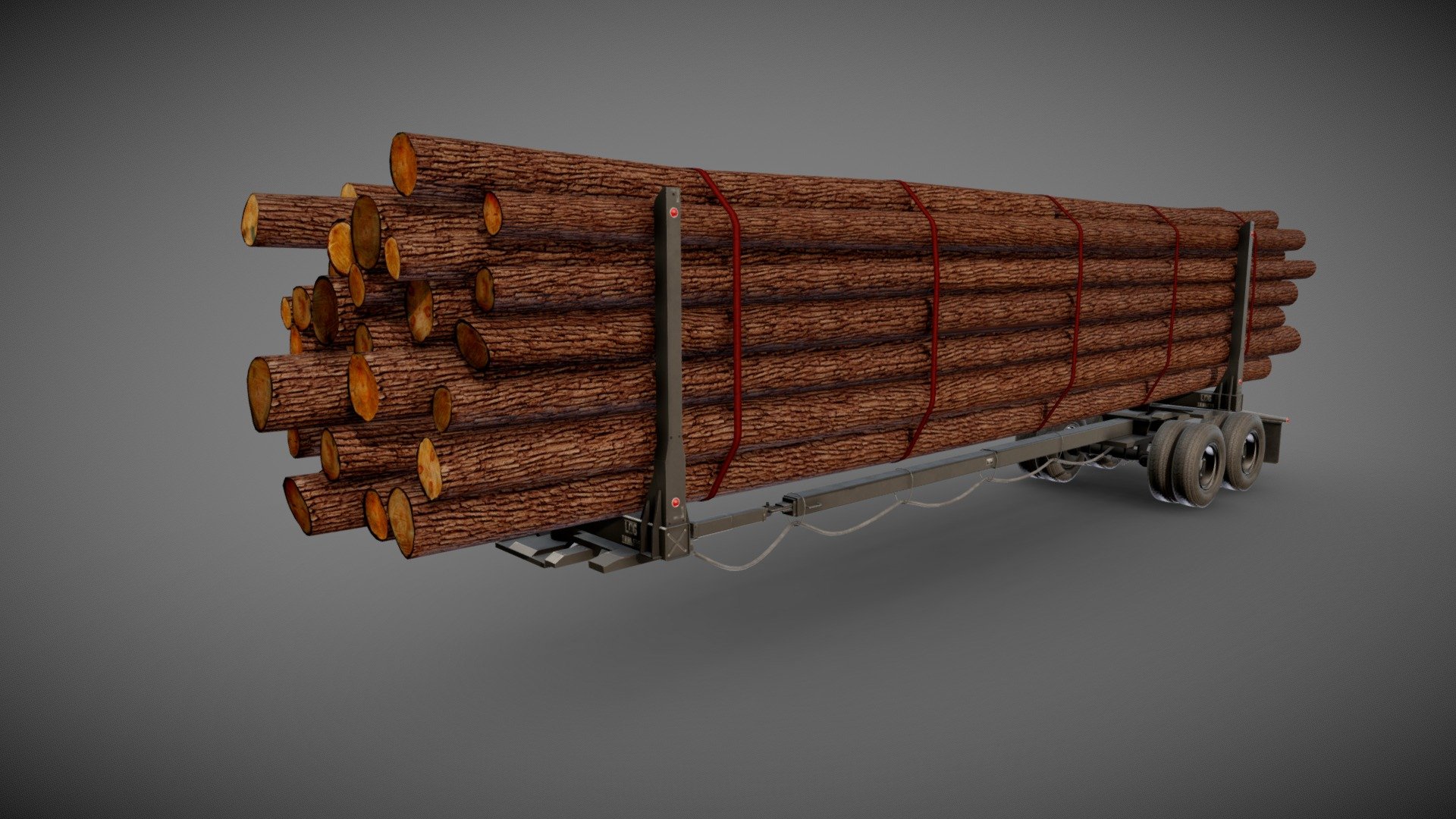 Gameready log trailer.Model ready for real-time apps, games, virtual reality and augmented reality 3d model