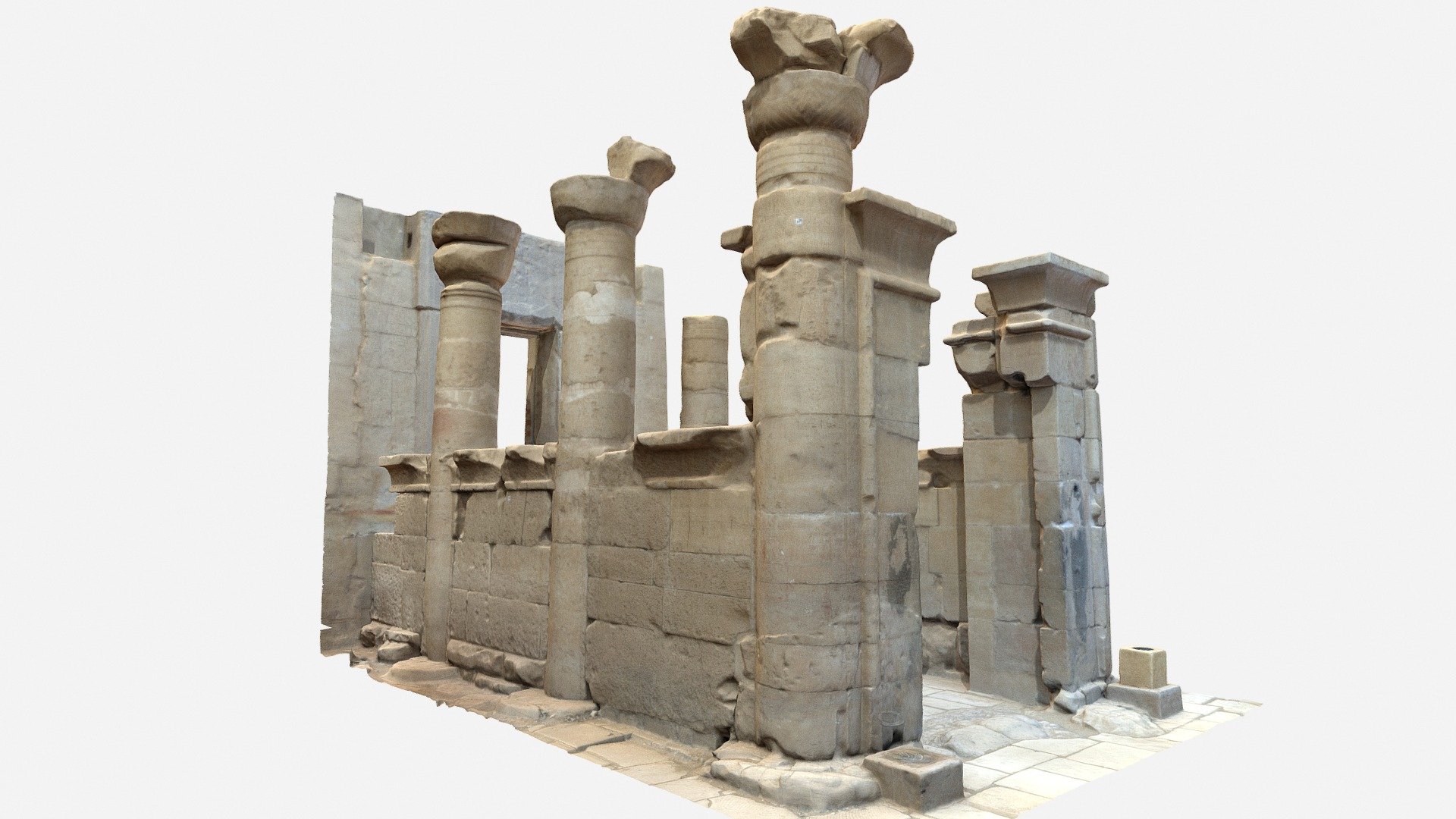 Ptolemaic portico in front of the Main Sanctuary of Amun at the temple of Hatshepsut in Deir el-Bahari, Egypt.

Photoscanning of the whole temple Hatshepsut at Deir el-Bahari was a part of scientific grant “Dialog” under directory of Jadwiga Iwaszczuk PhD, founded by National Science Centre of Poland for collaboration of IKŚiO PAN (Institute of Mediterranean and Oriental Cultures, Polish Academy of Science), PCMA UW (Polish Centre of Mediterranean Archeology, University of Warsaw)  and Ministry of Antiquities of Arab Republic of Egypt 3d model