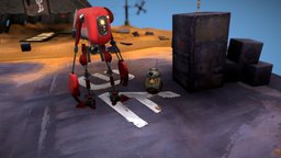 Star Wars Scene with Jar Jar, BB8 & Red Droid red, droid, theforceawakens, animate, jarjar, starwarsrebels, starwarstheforceawakenstraining, jarjarbinks, starwars-2015-animation, landingpad, rocktower, starwars, robot