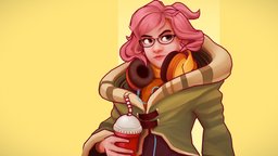 Loish Girl jack, hamilton, hammer, fan, painting, stylised, shadeless, woman, colour, tribute, loish, character, handpainted, girl, cartoon, art, texture, model, female, stylized