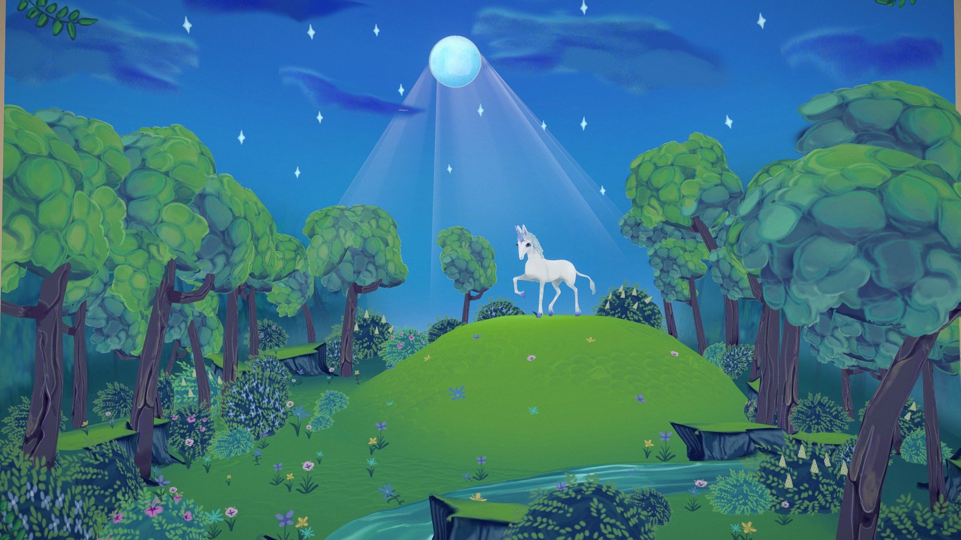 &ldquo;Am I Truly the Last?&ldquo;

When I was a child, I have seen 1hour of this movie and  I looked for the rest all through my teens. Now, I know the last 30minutes of this masterpiece and the #StorybookChallenge was the opportunity to make a 3D piece in memory of my childhood. 

The movie was based on a original story of the same name, so I decided to make this scene in a book with an aspect 2D to 3D because of the traditional animation found throughout the movie.

Thanks to my friend @Vailys for her tips and my boyfriend @Kalomnia for his advices during the process !

Artwork based on The Last Unicorn movie by Arthur Rankin, Jr. and Jules Bass, 1982 and the original story by Peter S. Beagle, 1968.

You can find my others pieces at: https://www.artstation.com/wuovo - The Last Unicorn #StorybookChallenge - 3D model by wuovo 3d model