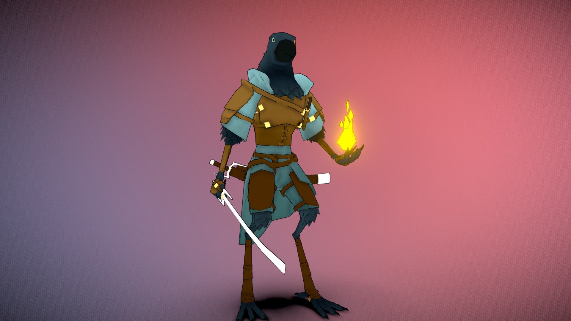 A stylized character based on a DnD race, he is a fierce warlock Kenku named Bubbles the Destroyer 3d model
