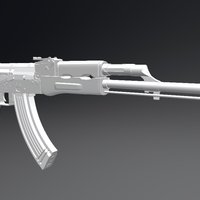 AKM untextured, ak, akm, weapon-3dmodel
