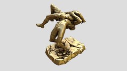 grapplers sculpture, gold textured miniature, fighters, wrestlers, sportsman, substancepainter, substance, character, 3d, sport, pri, graplers