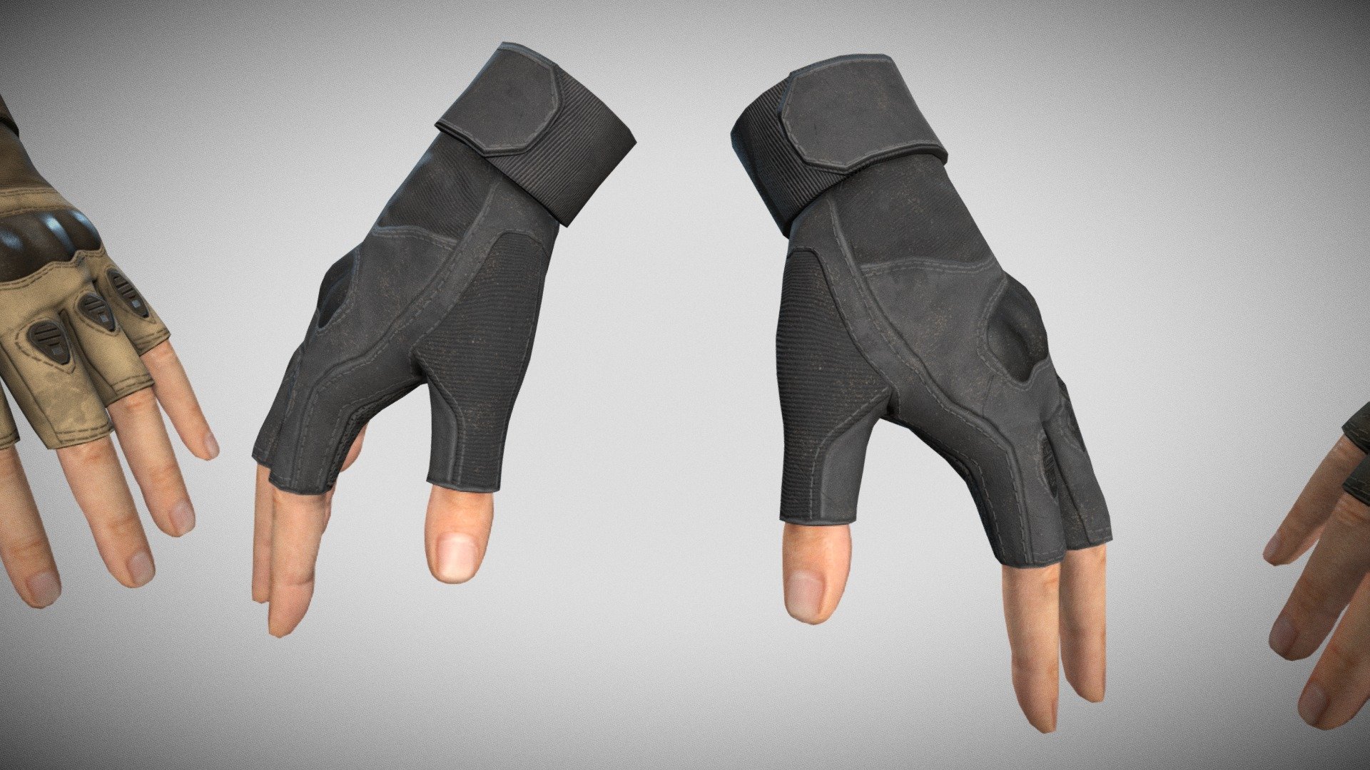 Game-Ready PBR low-poly model of tactical gloves. All materials and textures are included. The textures of the model are applied with UV Unwrap. Normal map was baked from a high poly model. Including 3dsmax and Blender, OBJ and FBX.

2934 polygons 6952 triangles 2480 vertices

Maps:

glove_AO.tga, glove_Curvature.tga, glove_Grossiness.tga, glove_Metallic.tga, glove_Roughness.tga, glove_Specular.tga, glove_Normal.tga, glove_Diffuse_Sand.tga, bglove_Diffuse_Green.tga, bglove_Diffuse_Black.tga (2048x2048) - Tactical Gloves - Buy Royalty Free 3D model by alpenwolf (@alpen) 3d model
