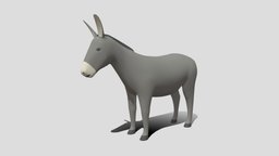 Cartoon Donkey topology, donkey, cartoonish, stylish, vr, high-poly, realistic, domestic-animal, cartoon, highpoly