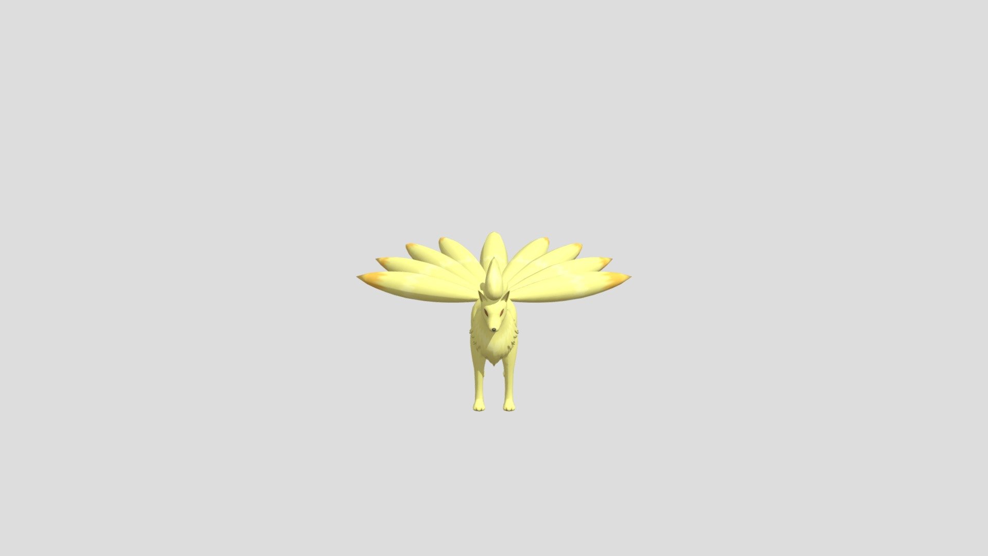 Fox Pokémon
Ninetales casts a sinister light from its bright red eyes to gain total control over its foe's mind. This Pokémon is said to live for a thousand years 3d model