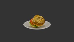 chicken burger burger, food, chicken, ar, fbx, 3dsmax
