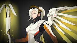 Overwatch Mercy Fanart fanart, blizzard, cel-shading, overwatch, mercy, manga-style, low-poly, blender, gameart
