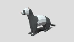 Low Poly Cartoon Ferret white, animals, domestic, flatshaded, ferret, furo, mustelid, cartoon, blender, lowpoly, low, poly, animal, black, mustela