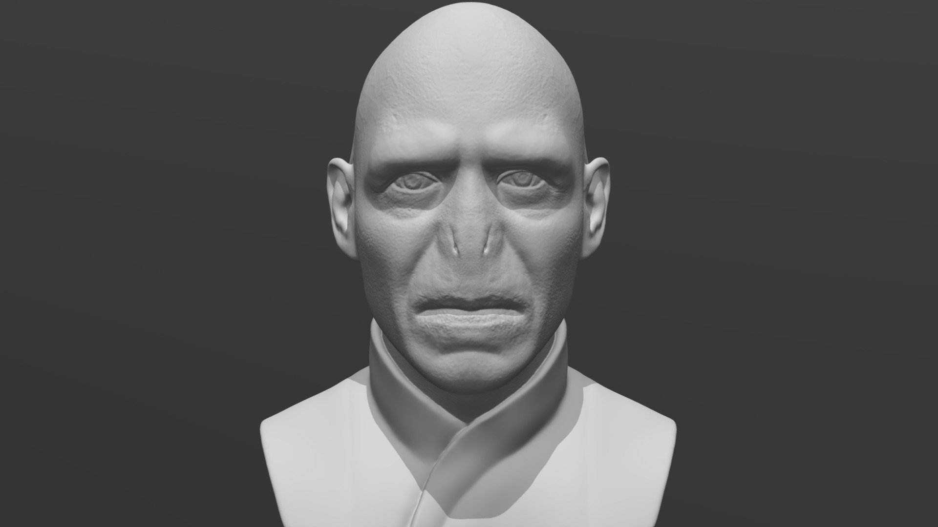 Here is Lord Voldemort from Harry Potter bust 3D model ready for 3D printing. The model current size is 5 cm height, but you are free to scale it. Zip file contains stl. The model was created in ZBrush.

If you have any questions please don’t hesitate to contact me. I will respond you ASAP. I encourage you to check my other celebrity 3D models 3d model
