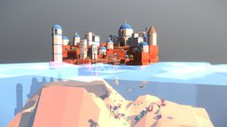 Greek Island greek, style, medievalfantasyscene, lowpoly, low, poly, sketchfab
