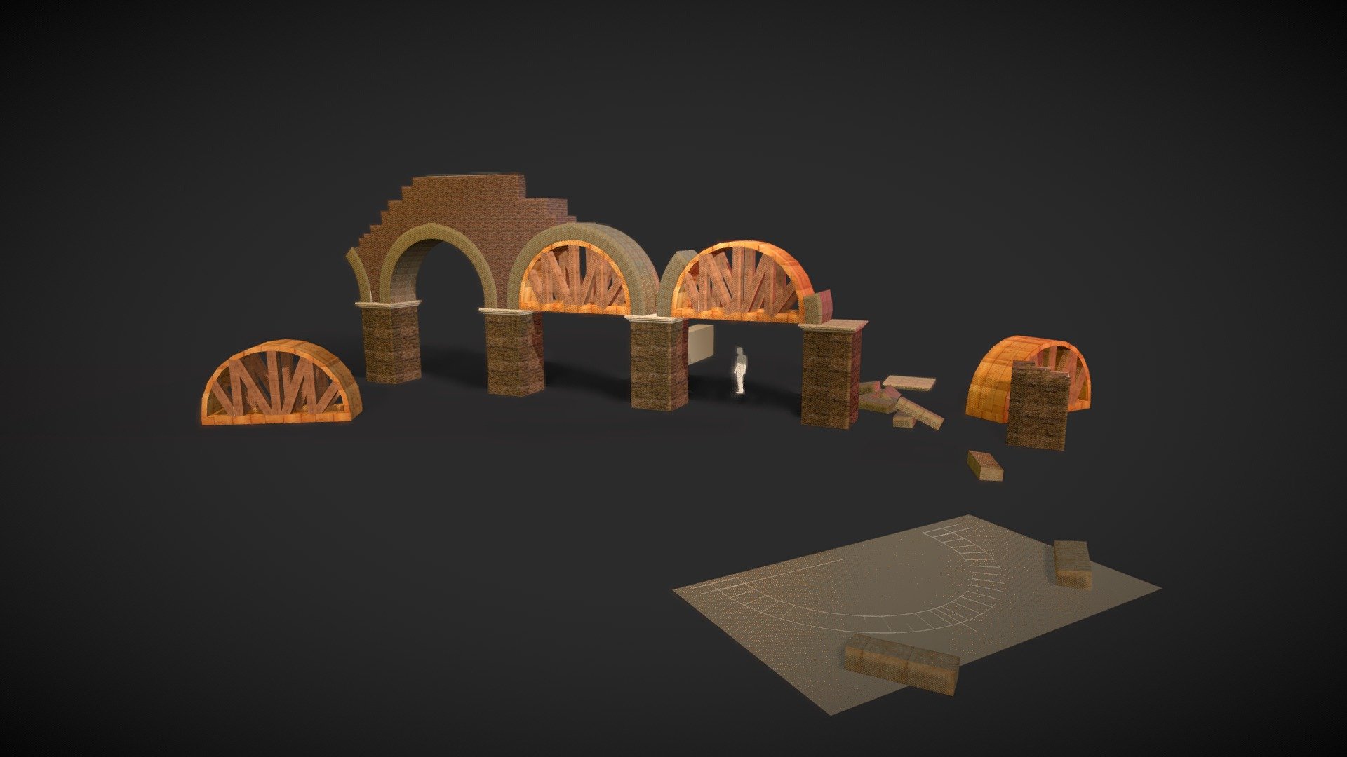 fasi costruttive di una acquedotto romano - Acquedeotto Romano - 3D model by sspgmonterisi 3d model
