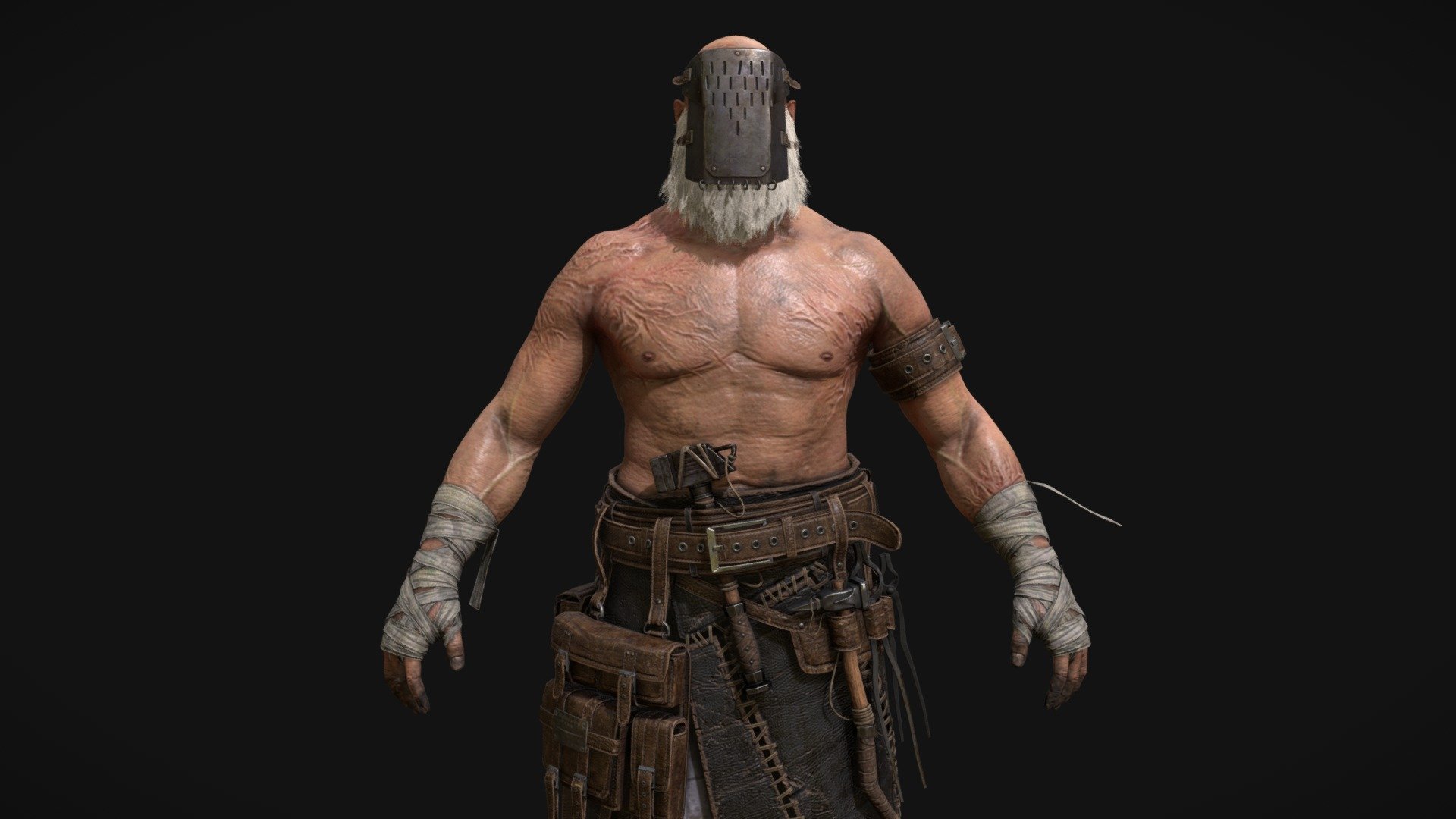 Medieval : Back and Forth 
Vaibhav Nigam 2023 Artstation. 
.
Game-ready 3d character model (not rigged).
Model details -
Character texture sets : 2 : Resolution 4k
Weapon texture set : 1 : Resolution 2k
.
Polycount : Tris : 70k.
.
Body : Tris : 9990.
Cloth : Tris : 55612.
Hair : Tris : 2378.
Weapon(Long Hammer at the back) : Tris : 1132.
.
Check out my other work :
https://vaibv.artstation.com/
https://www.youtube.com/@vaibv_projects4461
.
Original concept art by artist : Yuhong Ding : https://www.artstation.com/yuhongding - BLACKSMITH - Download Free 3D model by Vaibhav Nigam (@vaibv) 3d model