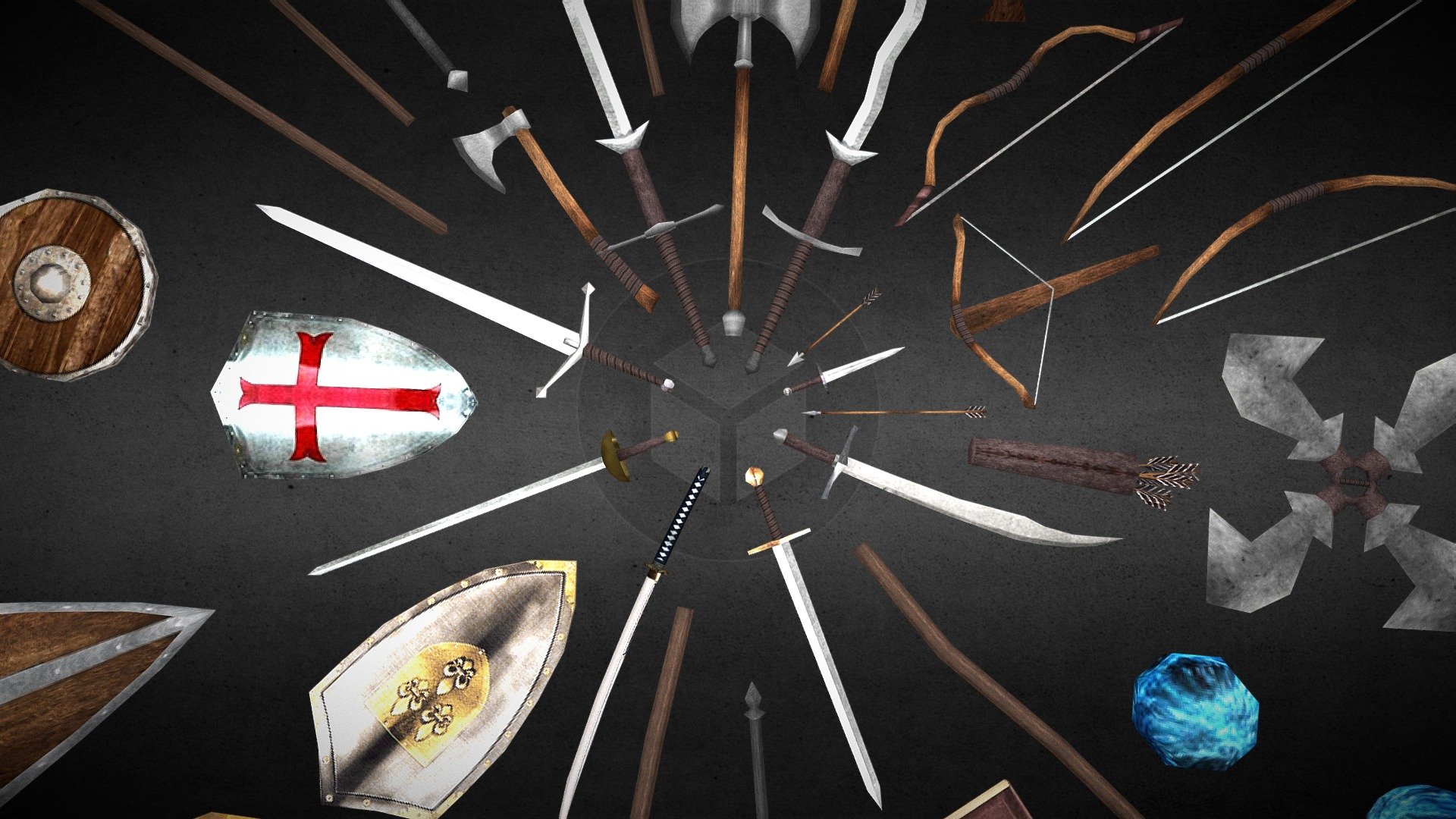Available on itch.io - PS1 PSX Fantasy Weapon Pack - 3D model by crimsongcat 3d model