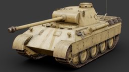 Panther Ausf.D (Dunkelgelb) d, assets, track, ww2, desert, panzer, wwii, tanks, germany, tank, cannon, panther, panzerv, worldwar2, mediumtank, weapon, asset, game, lowpoly, low
