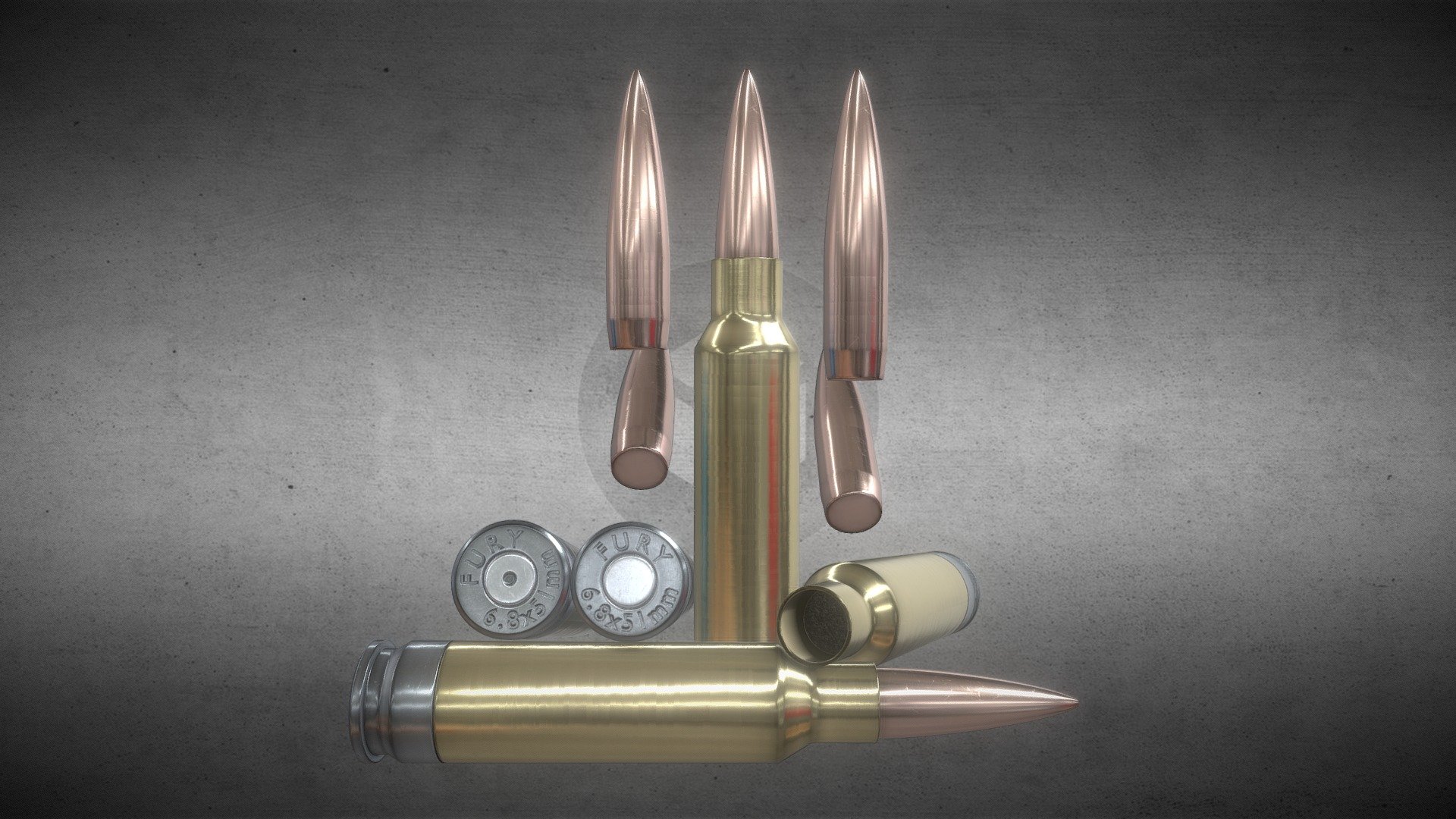 6.8x51mm .277 Sig Fury Cartridge for Sig Sauer contribution to the US-Army Next Generation Swquad Weapon(NGSW) Programm 3d model