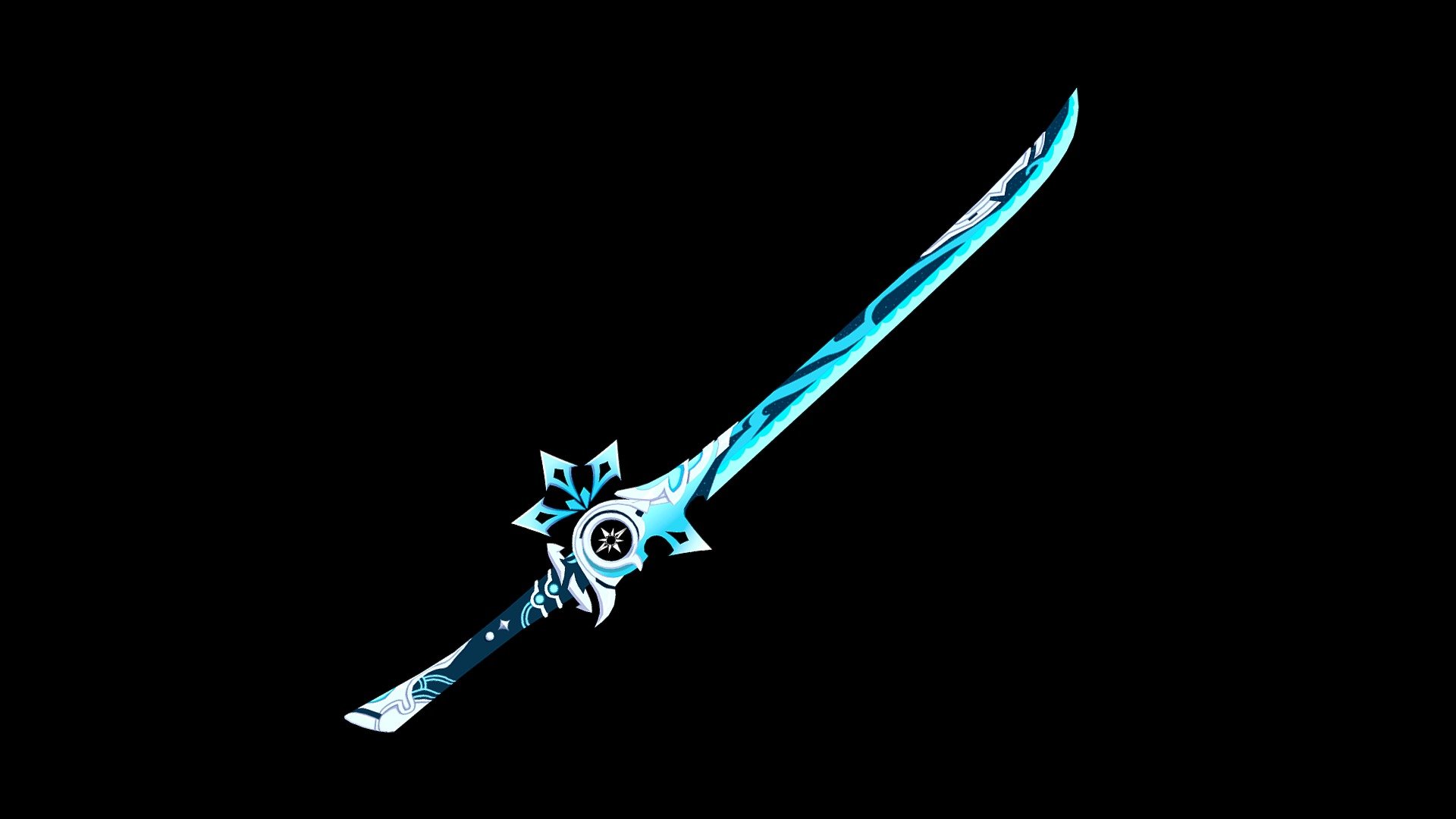 A redesign for the Mistsplitter Reforged, now based around Kaeya. Handpainted from 0 inside of Substance Painter 3d model