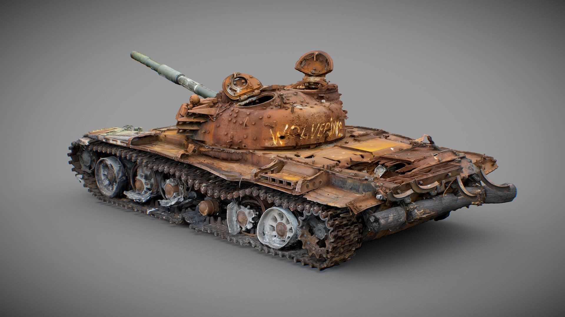 A tank of the occupiers destroyed in Ukraine is on display in Riga opposite the Russian embassy - Destroyed russian tank “T-72B” - Buy Royalty Free 3D model by Viesturs Dille (@vdille) 3d model