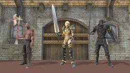 Animated 3 Super Heros Blades Guarding Castle blades, 3, heros, animated, super, guarding