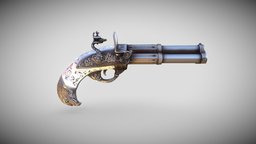 Flintlock pistol, France 18th. C. pistol, flintlock, eagles-head